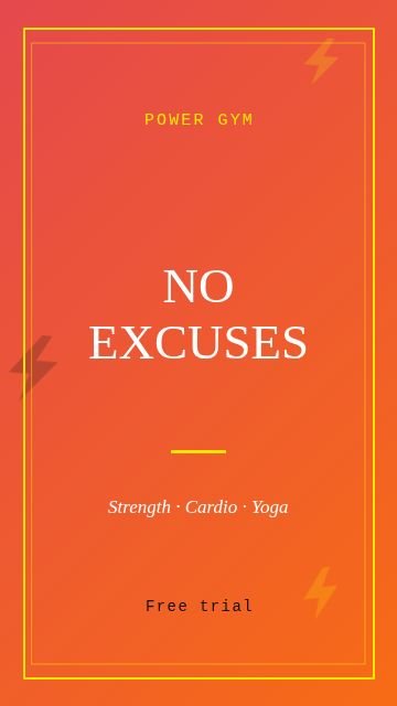 Gym and fitness Framed story template, 1080 by 1920