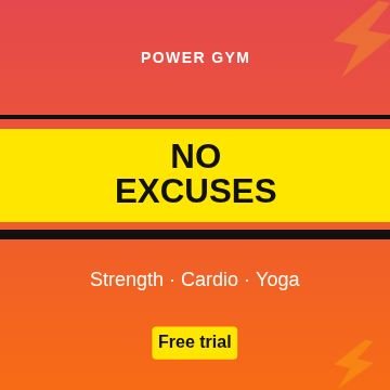 Gym and fitness Stripes post template, 1080 by 1080