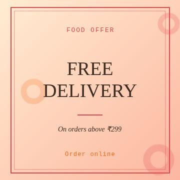 Restaurant and cafe Framed post template, 1080 by 1080