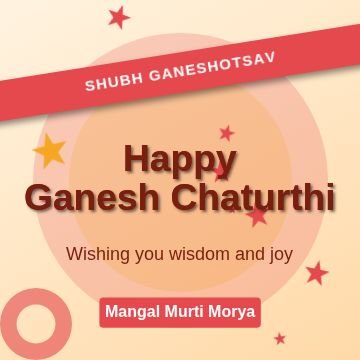 Ganesh Chaturthi Ribbon template, 1080 by 1080