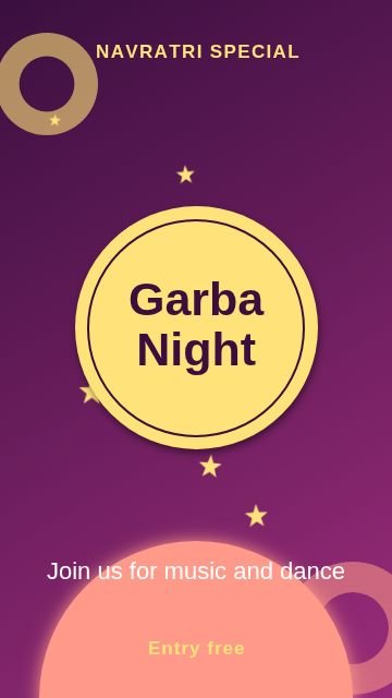 Navratri Circle badge template, 1080 by 1920