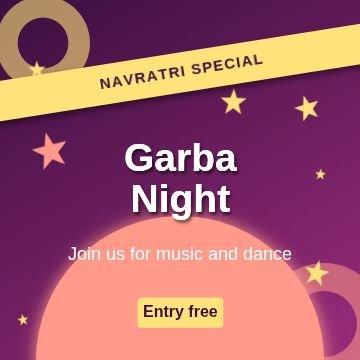 Navratri Ribbon template, 1080 by 1080