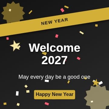 New Year Ribbon template, 1080 by 1080