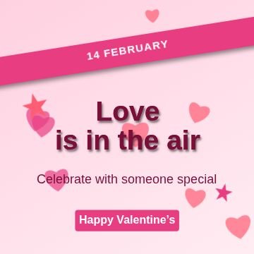 Valentine’s Day Ribbon template, 1080 by 1080