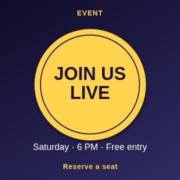 Event Circle badge template, 1080 by 1080