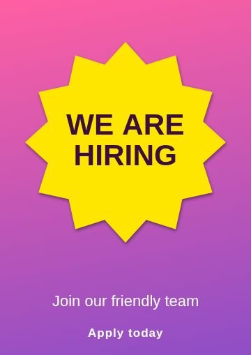 We are hiring Burst template, 1654 by 2339