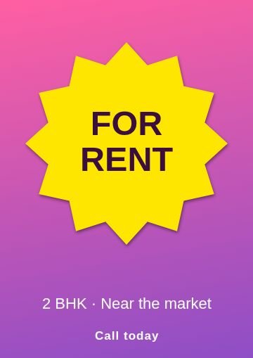 For rent Burst template, 1654 by 2339