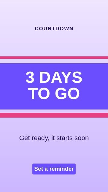 Countdown Stripes template, 1080 by 1920